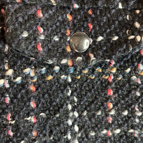 ZARA Sz S-M Trf Collection Black Plaid Wool Blend Metallic Snap Front Jacket - Picture 12 of 13